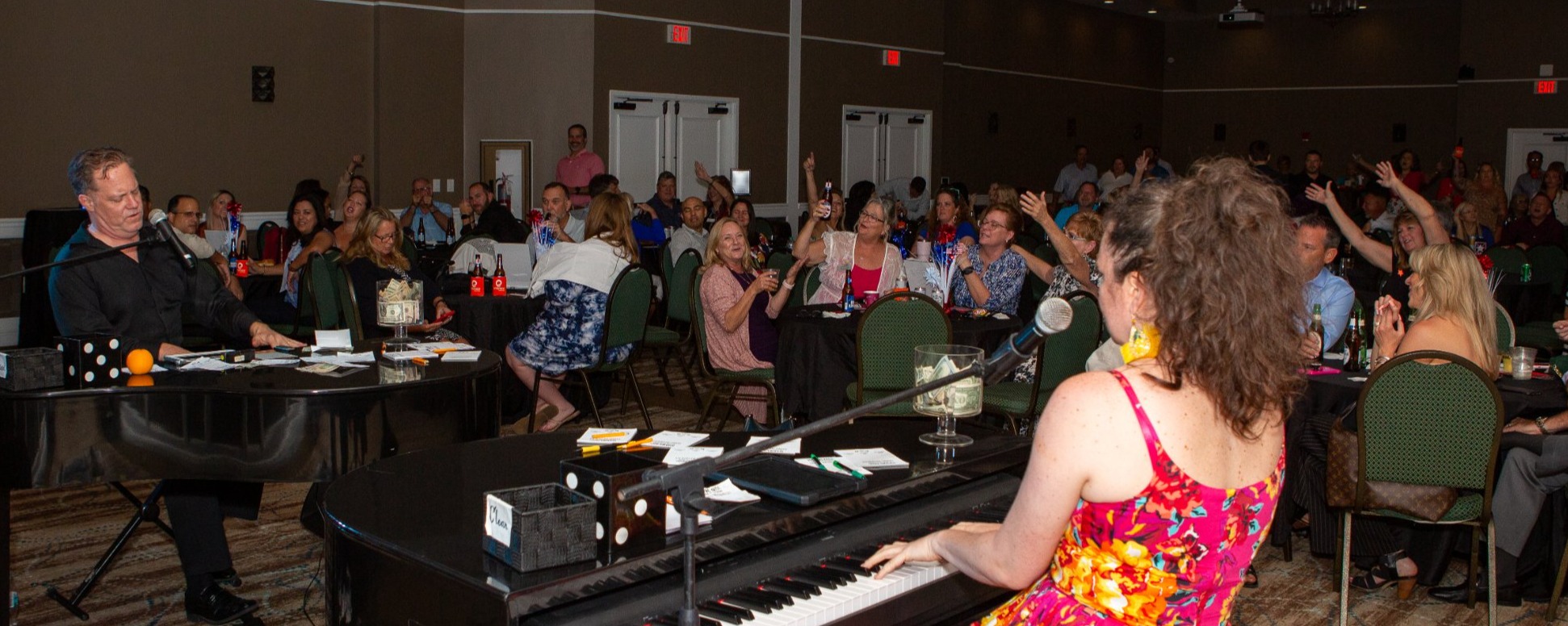 Dueling pianos photo of both pianists
