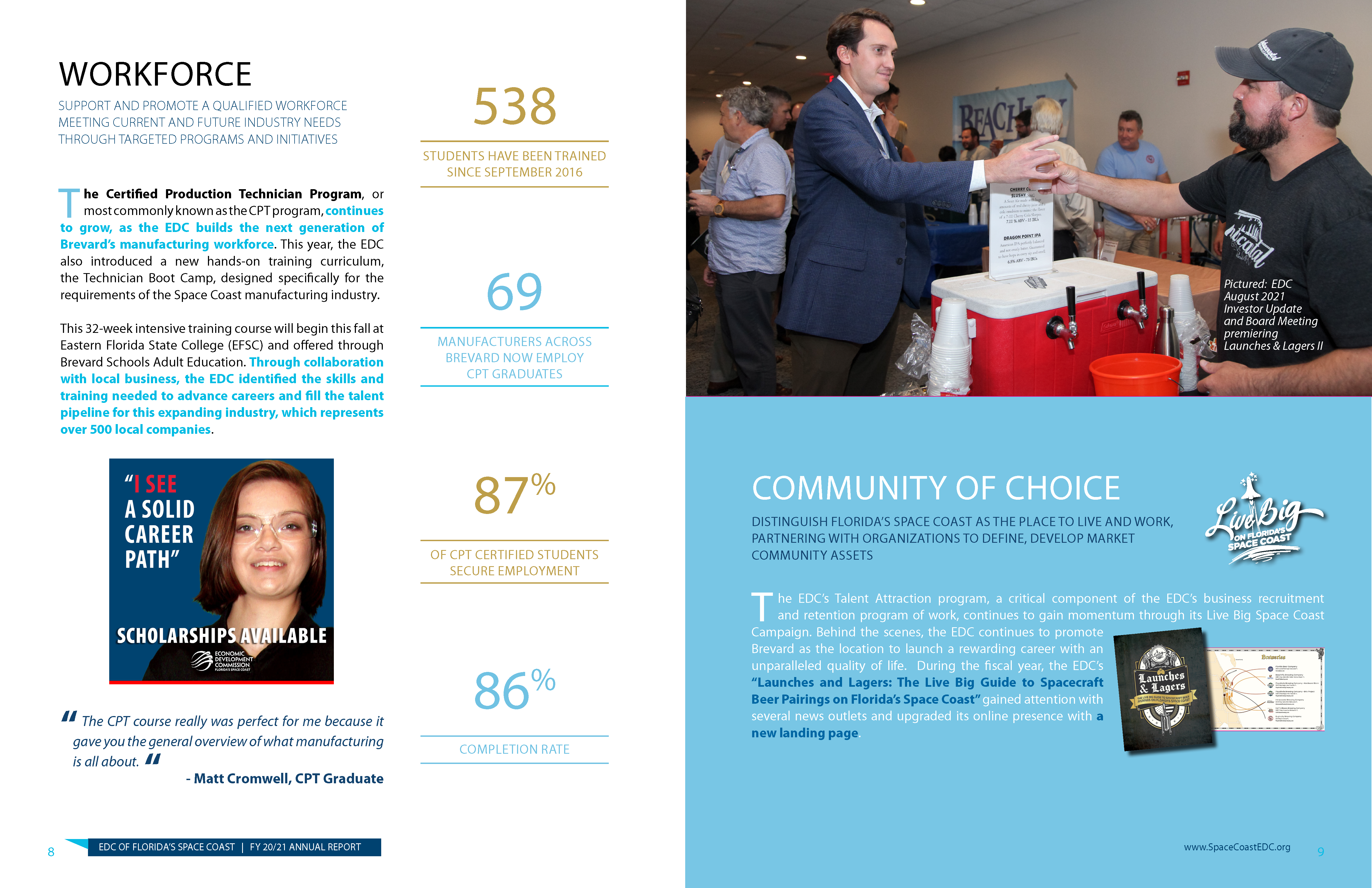 EDC FL Space Coast Annual Report Fiscal Year 2020/2021 page 8-9