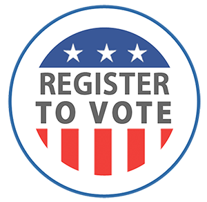 Register to vote graphic Register to vote graphic in red, white and blue