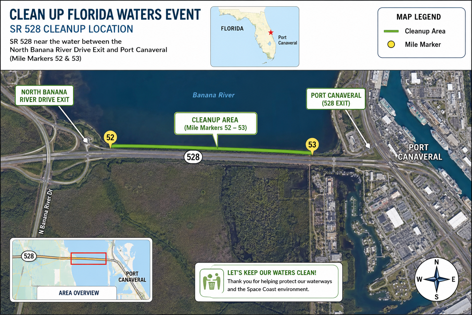 Map of waterway clean up location