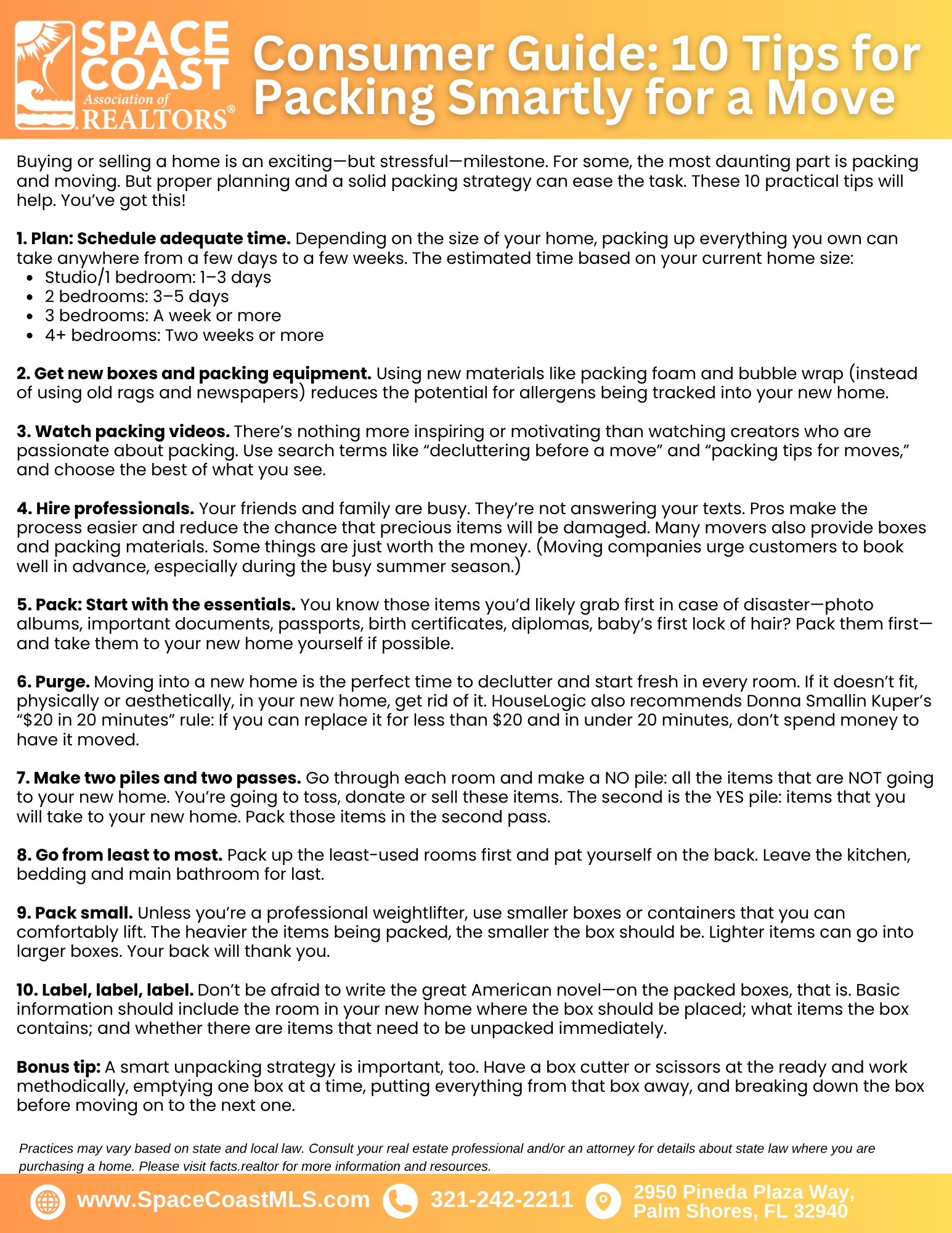 Consumer Guide:  Consumer Guide: 10 Tips for Packing Smartly for a Move