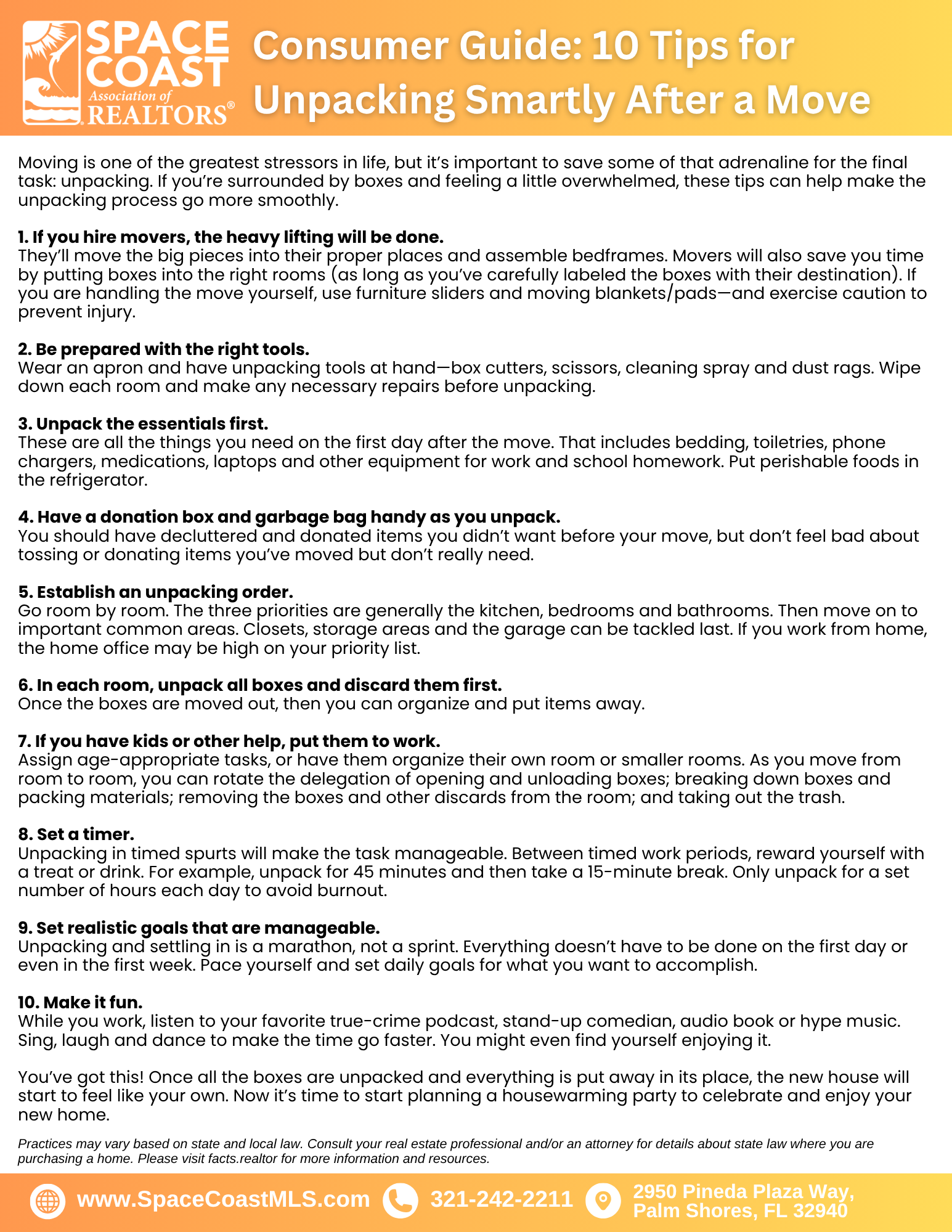 Consumer Guide: 10 Tips for Unpacking Smartly After a Move