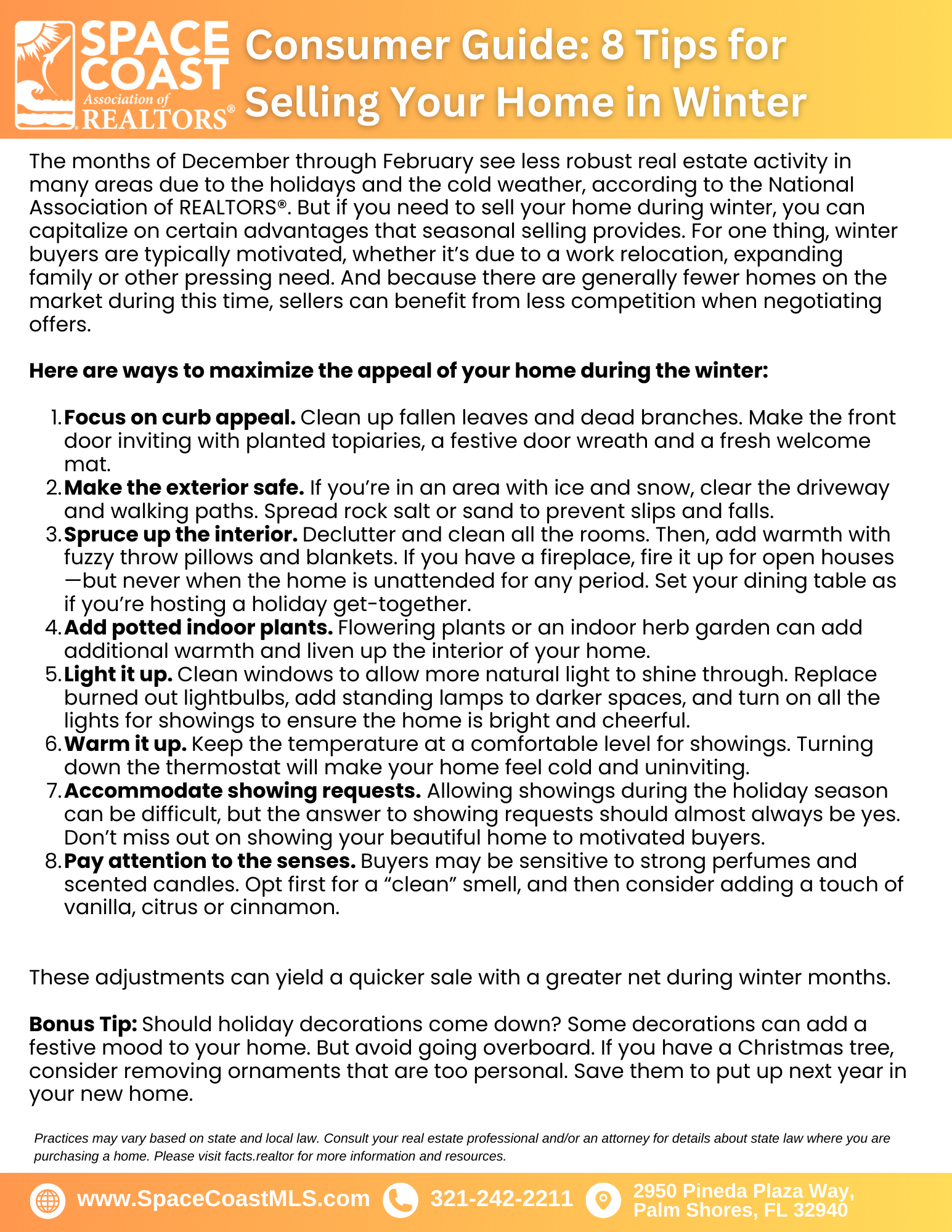 Consumer Guide: 8 Tips for Selling Your Home in Winter