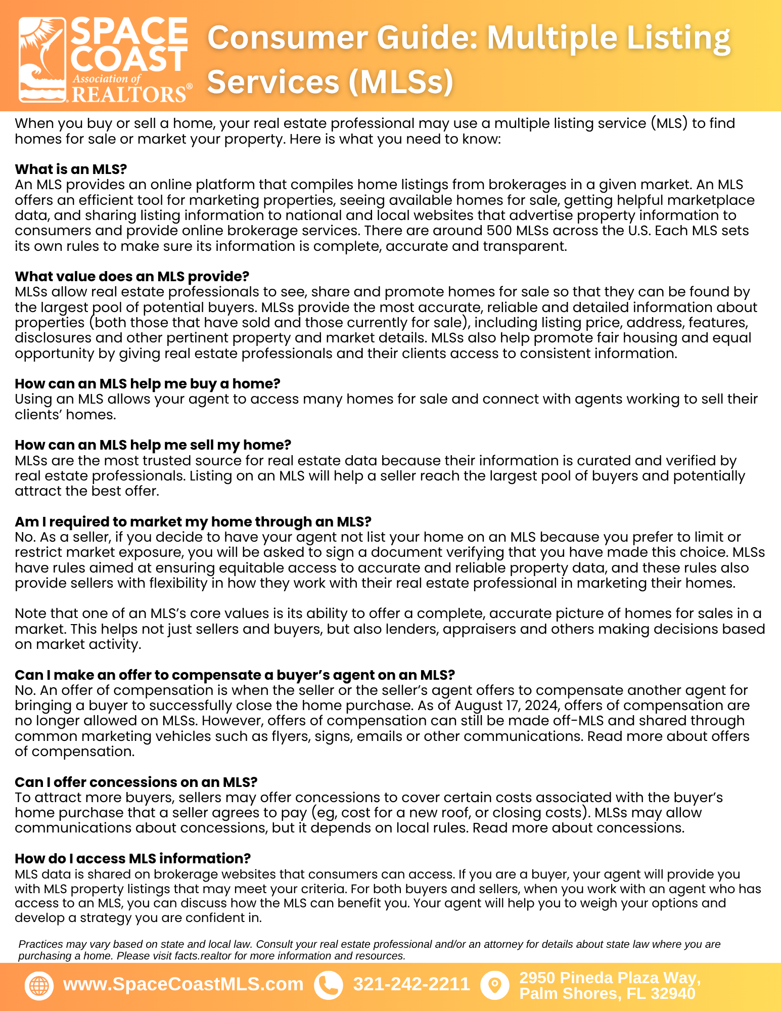 Consumer Guide: Multiple Listing Services