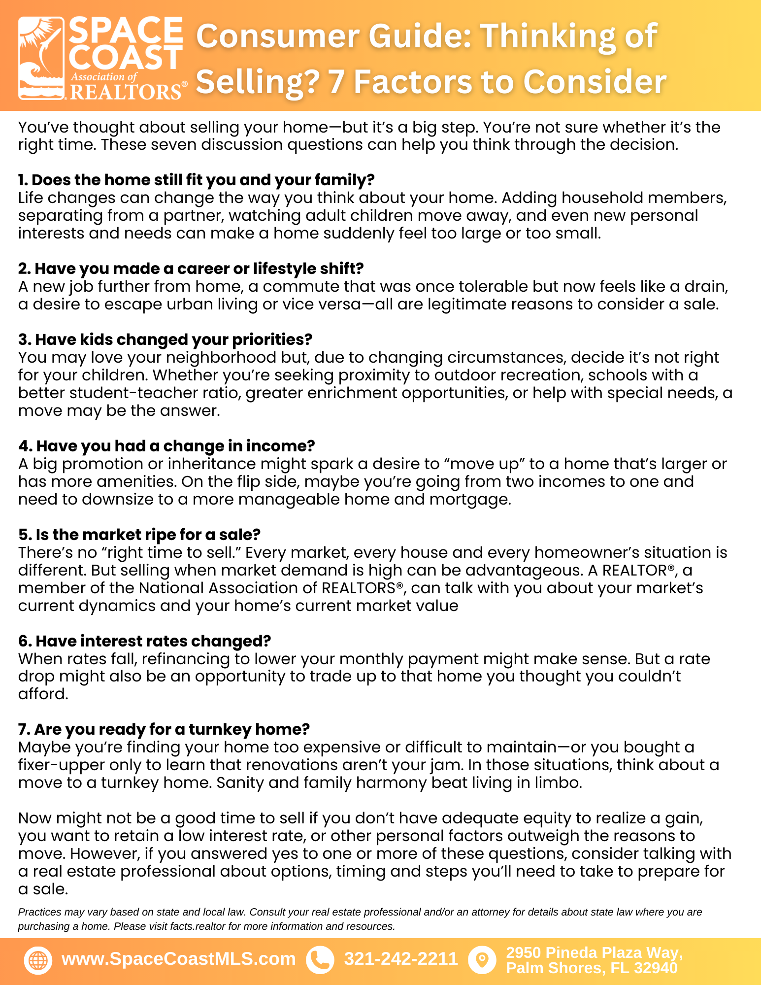 Consumer Guide: Thinking of Selling? 7 Factors to Consider