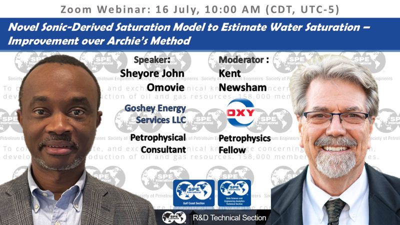 Novel Sonic-Derived Saturation Model to Estimate Water Saturation – Improvement over Archie’s Method webinar thumbnail