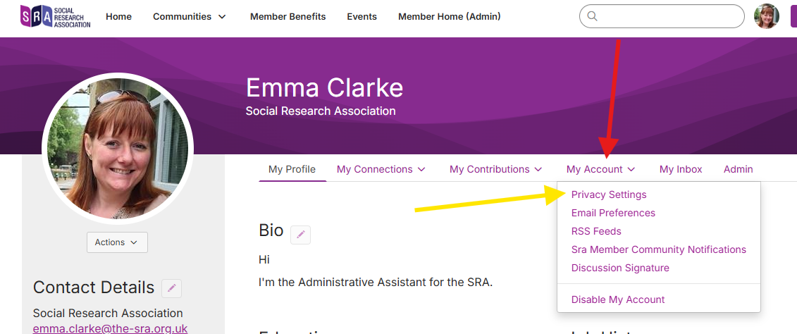 A screenshot showing how to change privacy settings
