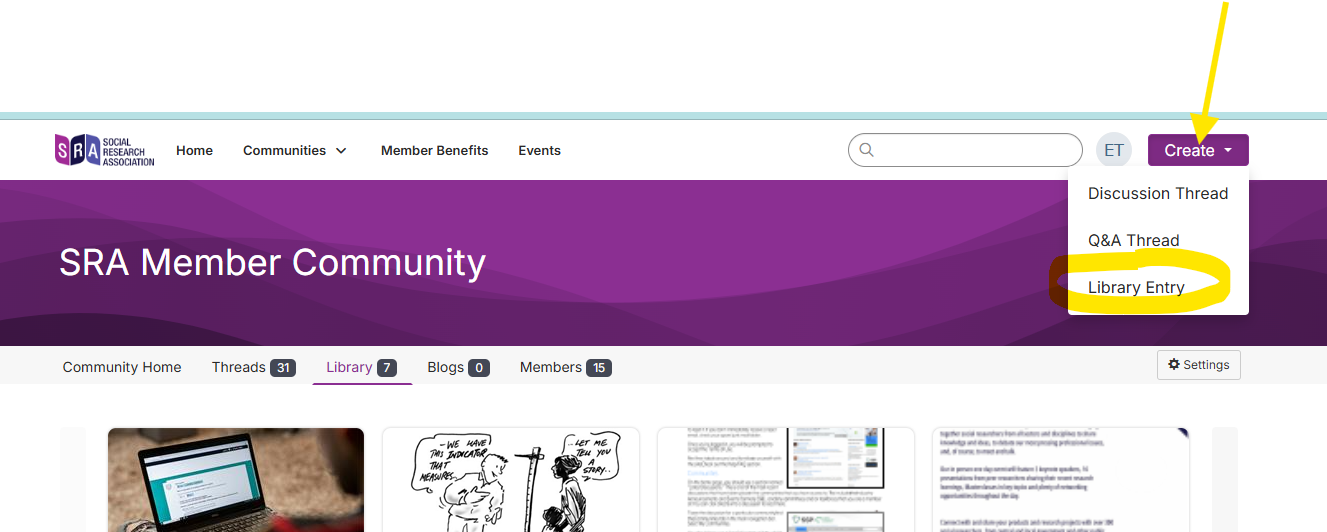 Screenshot showing how to create a library entry