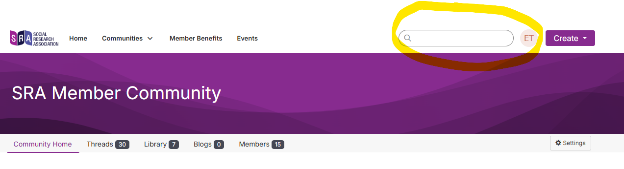 Screenshot showing where the search bar is.