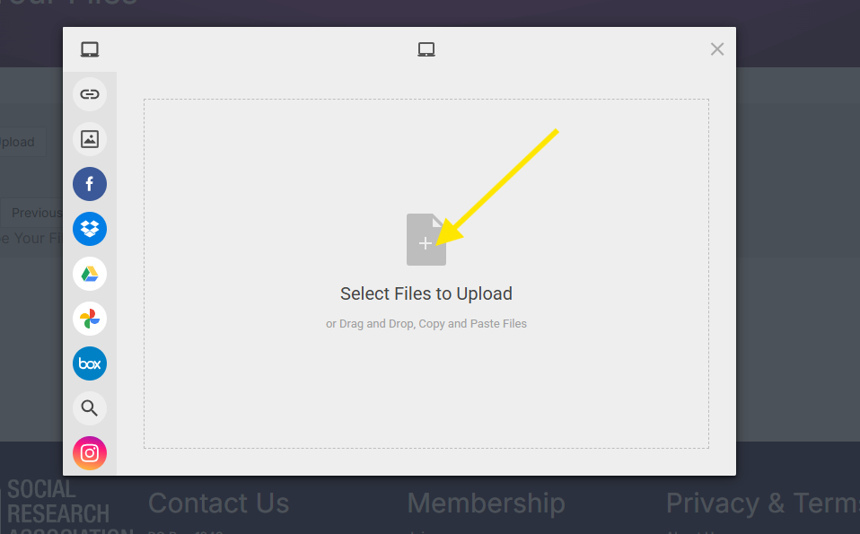 Screenshot showing step 3 of uploading a document