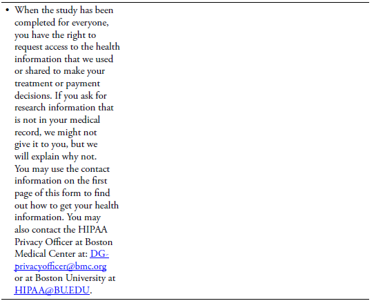 Table 4g: Consent Form Template Use and Disclosure of Your health Information (HIPAA) Section Table 4g: Consent Form Template Use and Disclosure of Your health Information (HIPAA) Section
