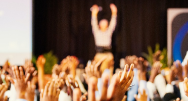 crowd hands up