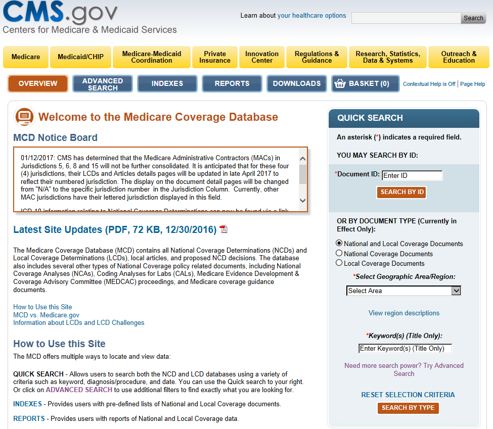 Medicare Coverage Database