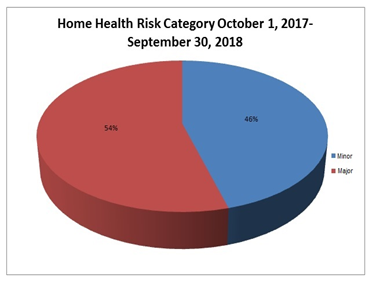 Home Health Risk Category October 2017 - September 2018 Pie Chart, Palmetto GBA
