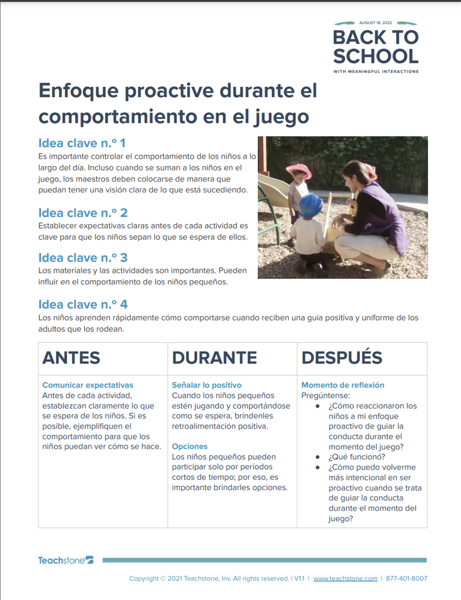 **RECURSO EN ESPAÑOL ** ENFOQUE PROACTIVO DURANTE EL COMPORTAMIENTO EN ...