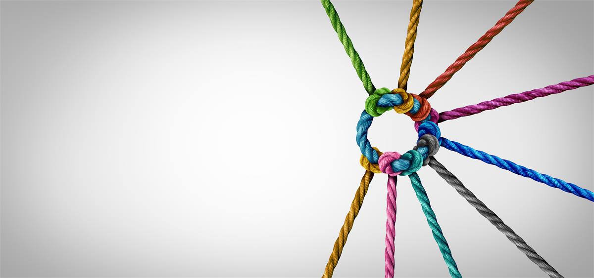 Connected ropes as metaphor for teamwork