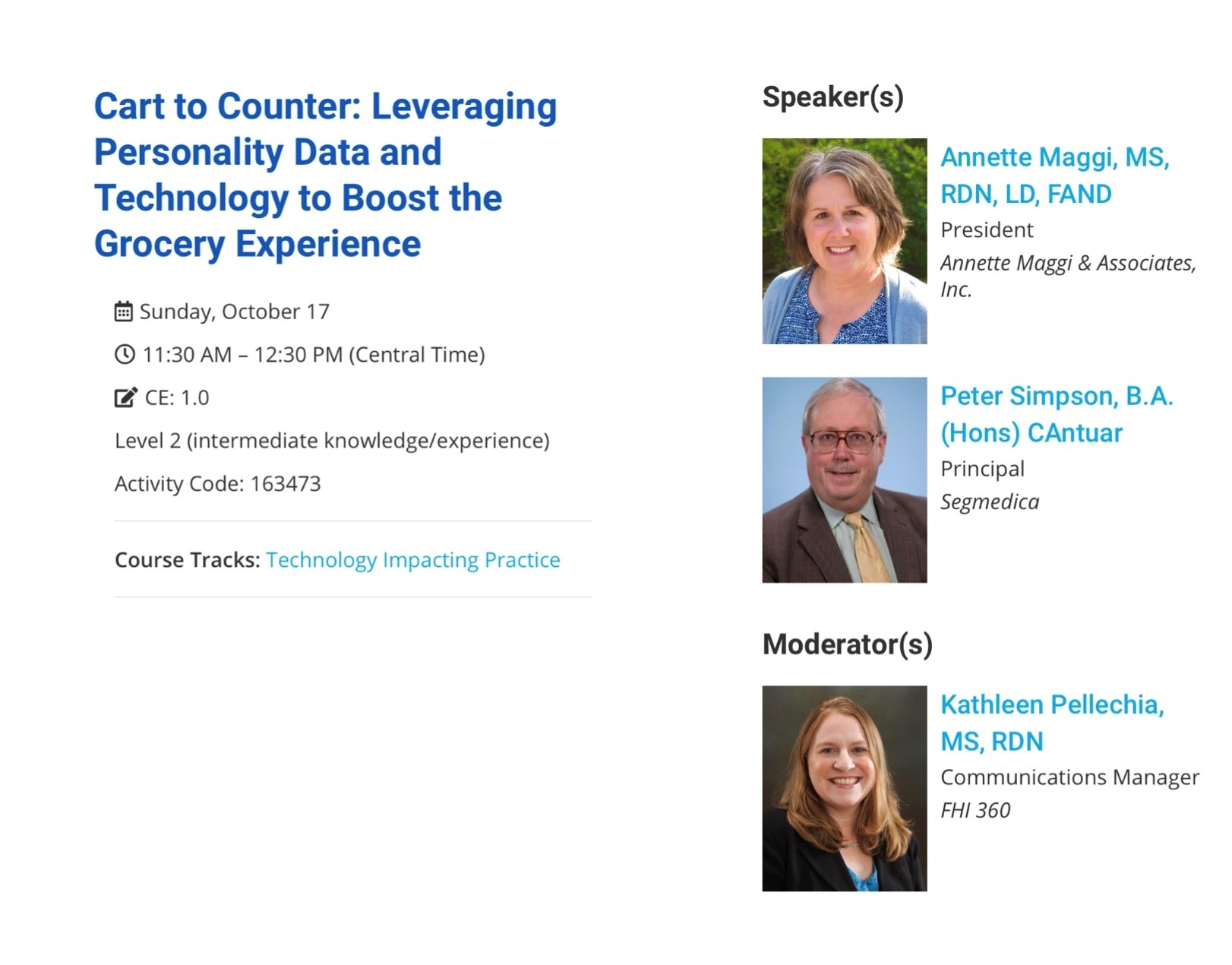 FNCE® 2021 Nutrition Informatics