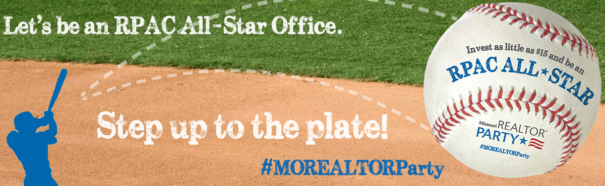 A graphic of a baseball player hitting a baseball with the words "Let's be an RPAC All-Star Office."