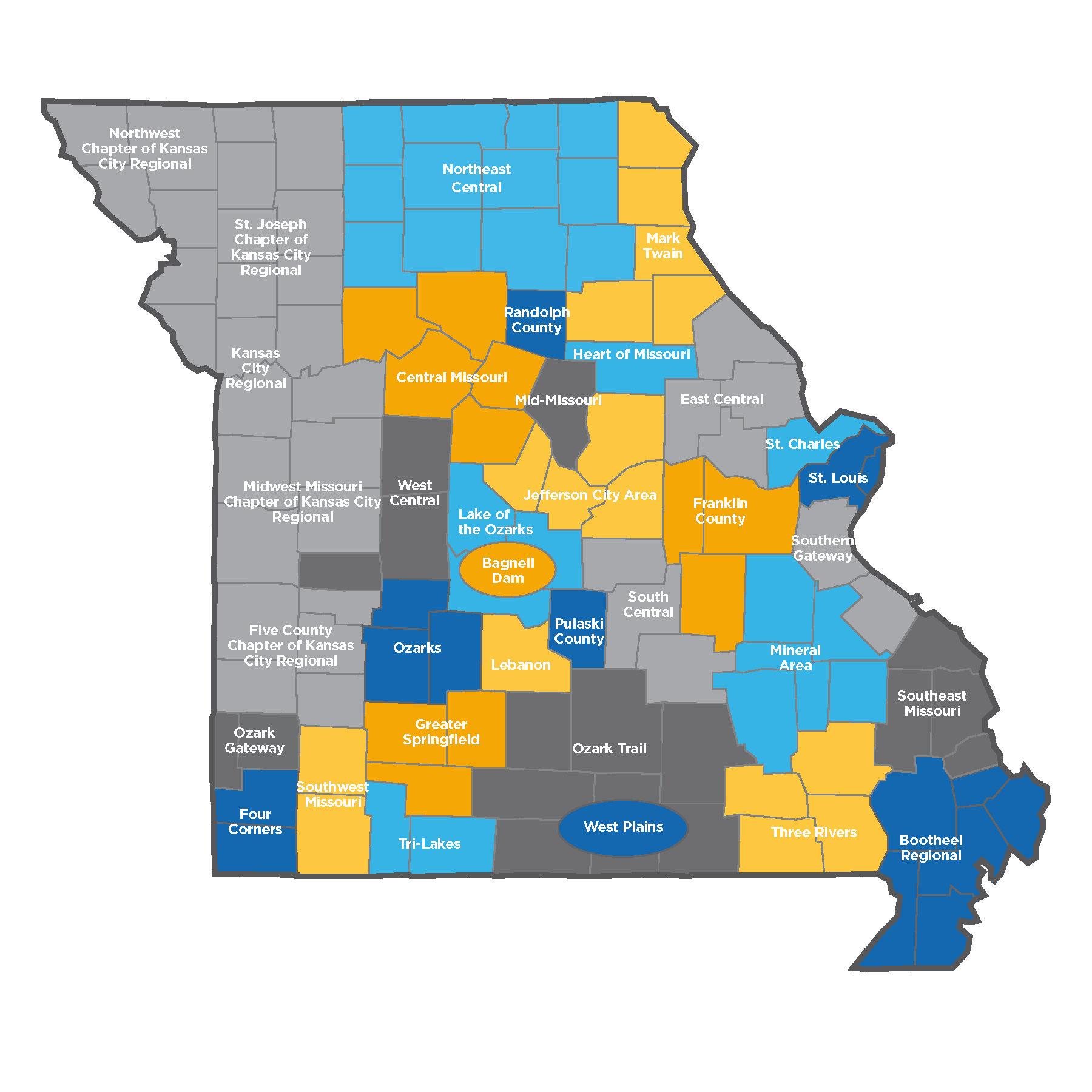 Map of all Boards/Associations in Missouri