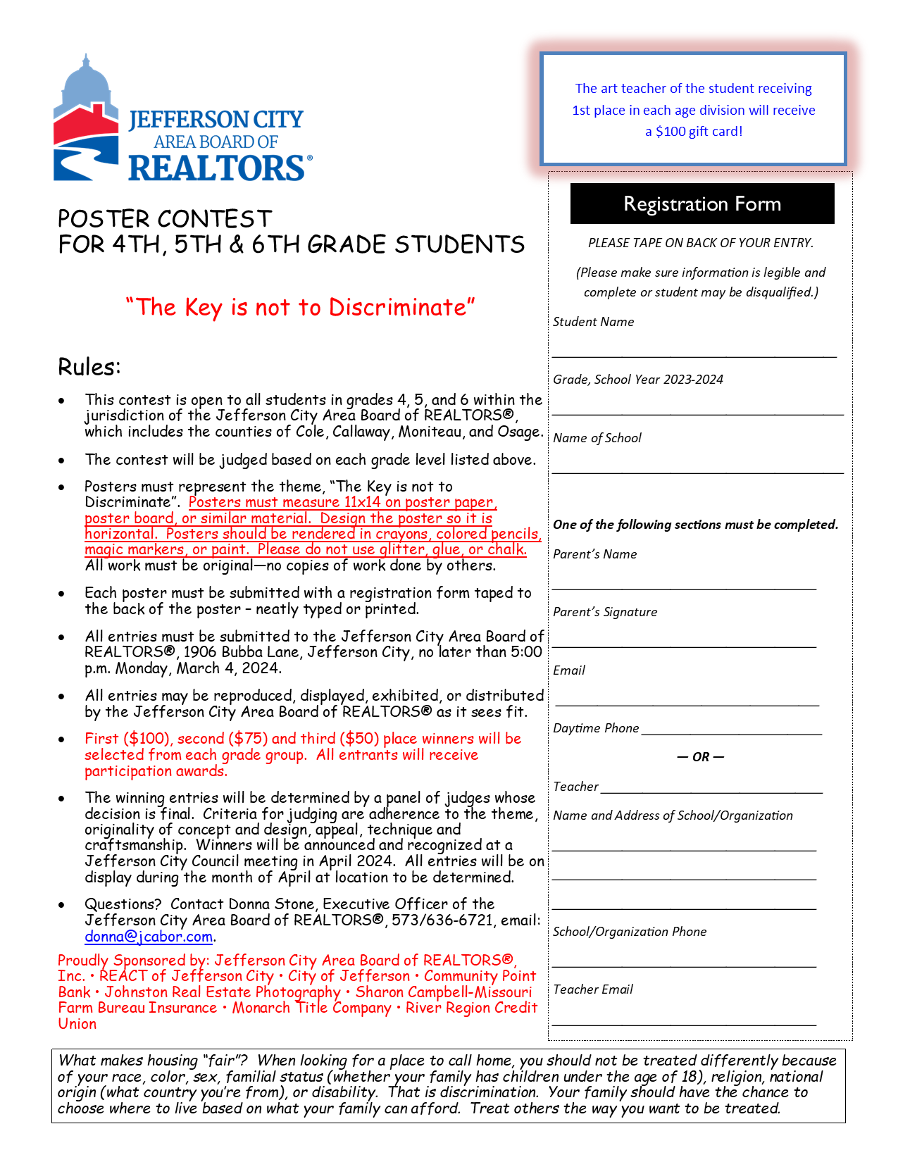 2023-2024 Fair Housing Month Poster Contest