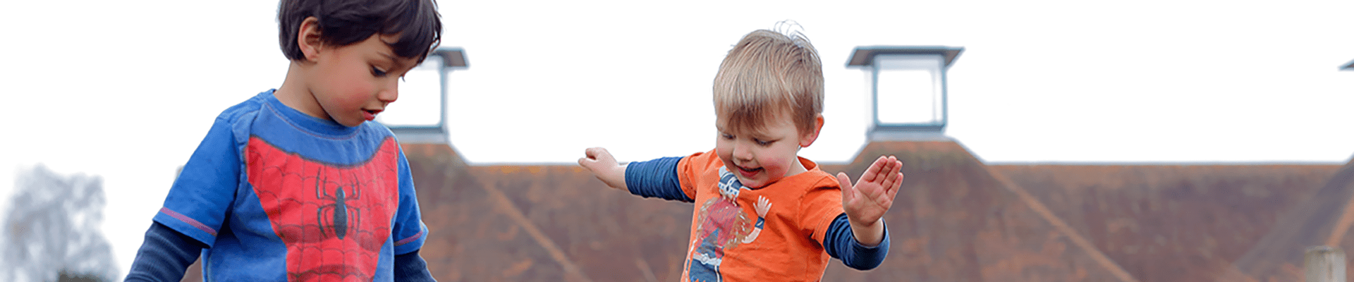 Two young boys playing