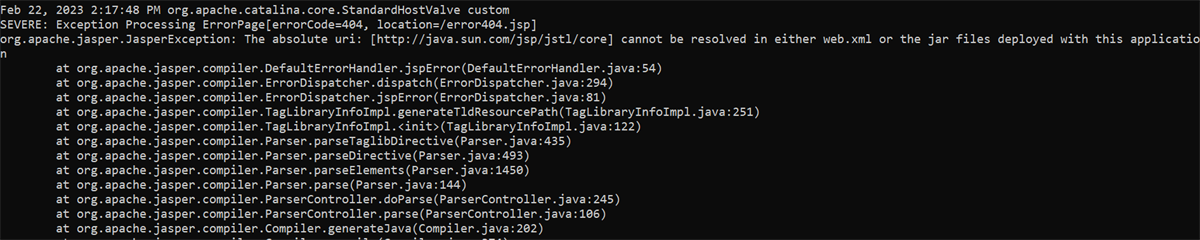 Exception Processing ErrorPage while running Conformance CTK for TMF ...