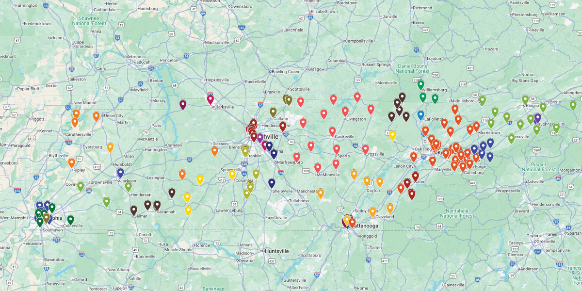 TN Health Center Locations Map - Google Map