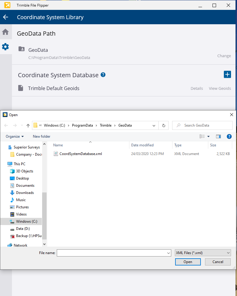 File Flipper and user defined coordinate system? Trimble Business Center