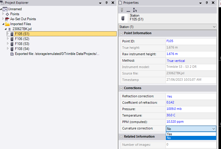 Network adjustment curvature correction eror Trimble Business Center