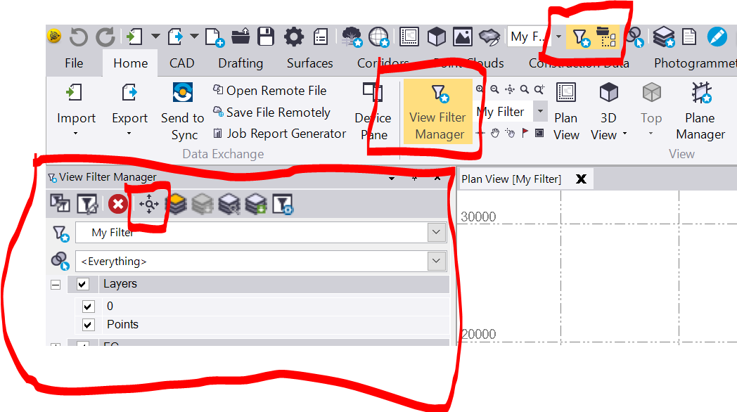 Auto zoom extents Trimble Business Center