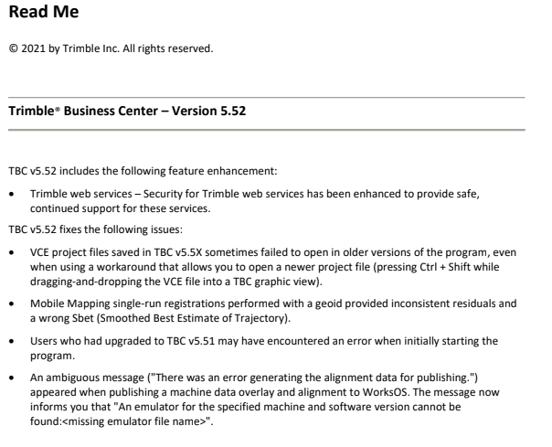 trimble business center old versions