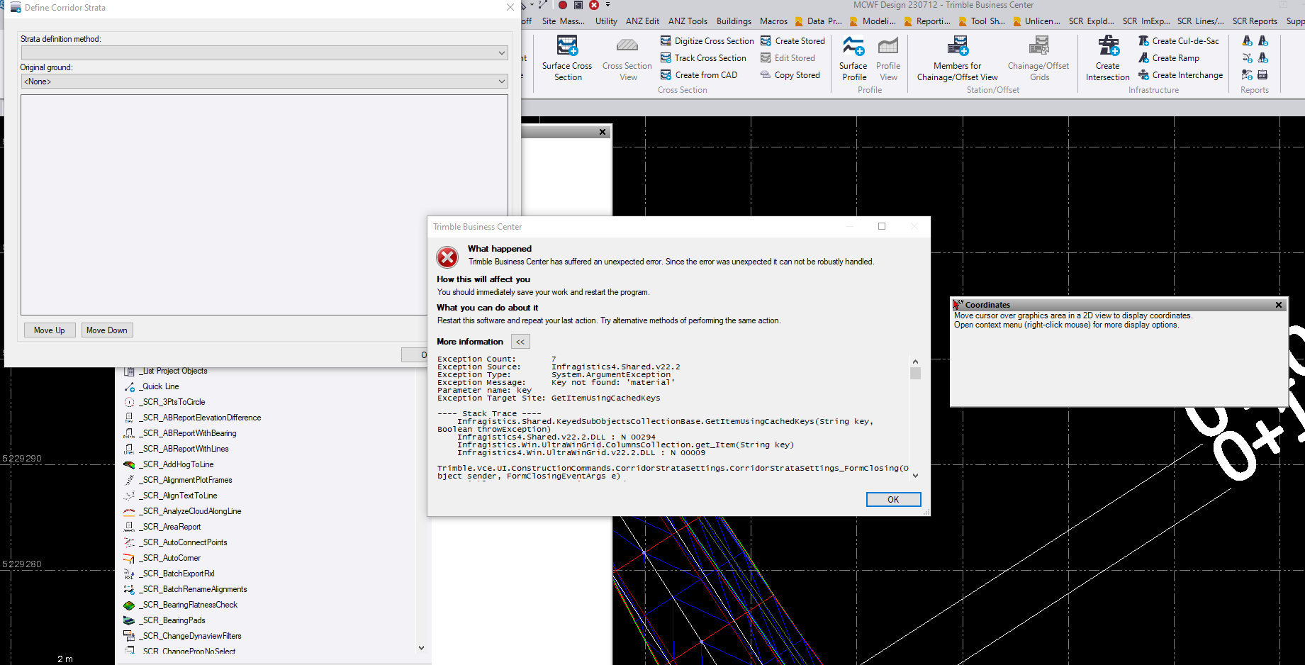 TBC Crash Definition Corridor Strata Trimble Business Center