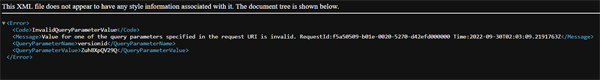 XML file/Invalid query parameter value error in the Connect for Browser
