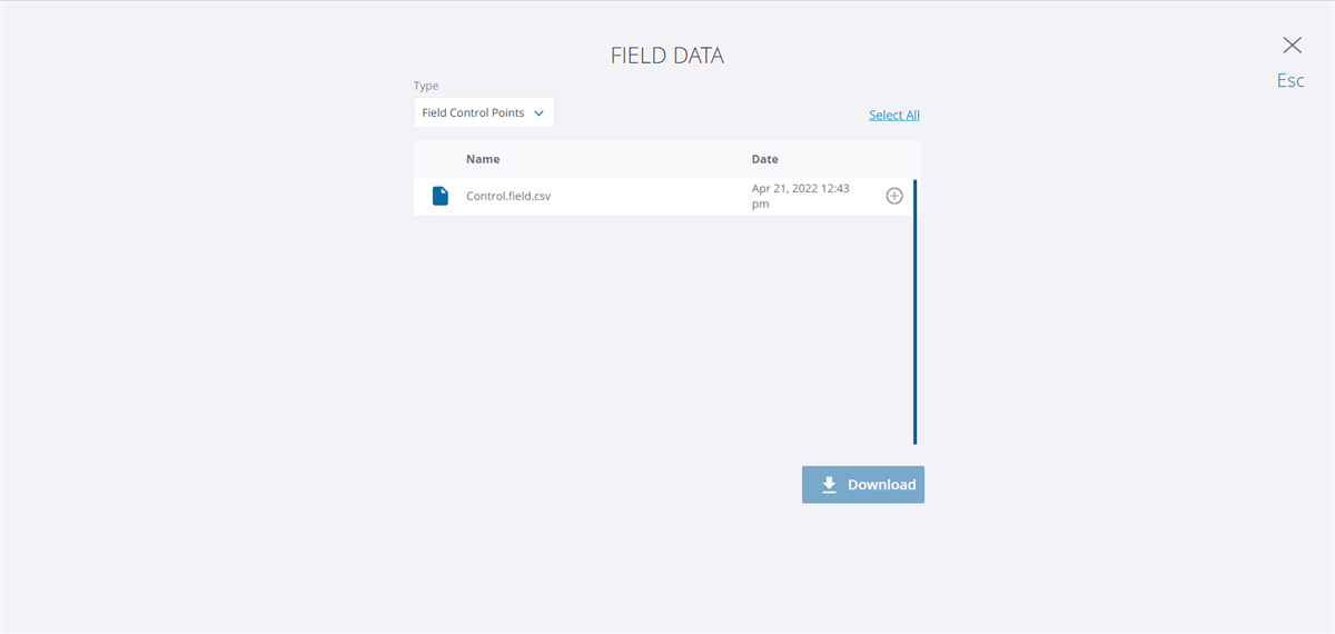 View & Download Field Control Points