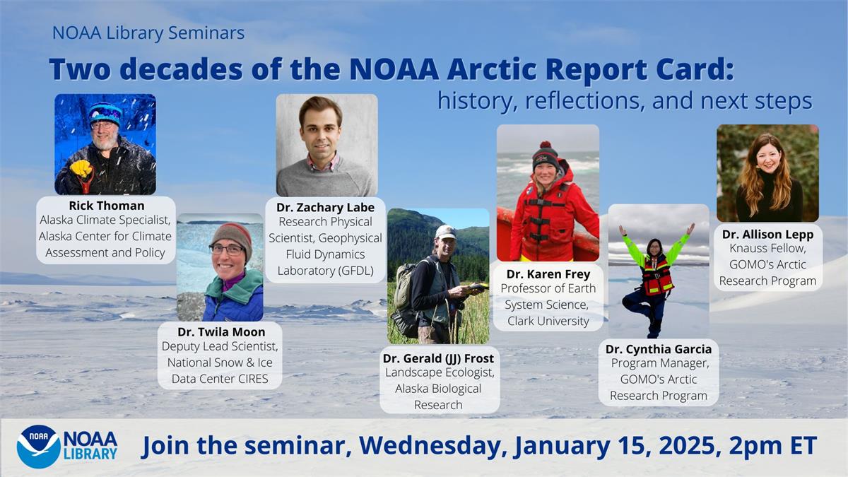 Arctic Report Card Webinar Ad with pictures of speakers