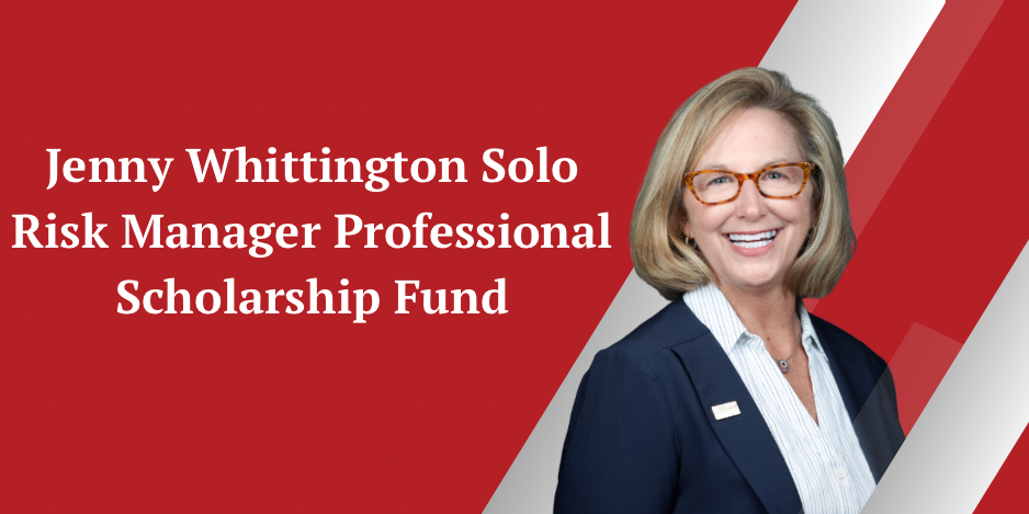 Jenny Whittington Solo Risk Professional Scholarship Fund with a photo of Jenny Whittington
