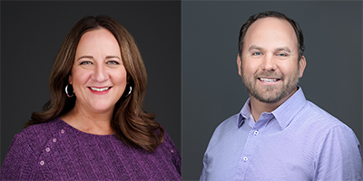 Headshots of 2025 Excellence in Volunteering Award Recipients Susie Johnson and Matt Tuttle