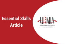 Half-red, half-white graphic with Essential Skills Article text in white on the red half of the graphic and the URMIA logo in the white half of the graphic