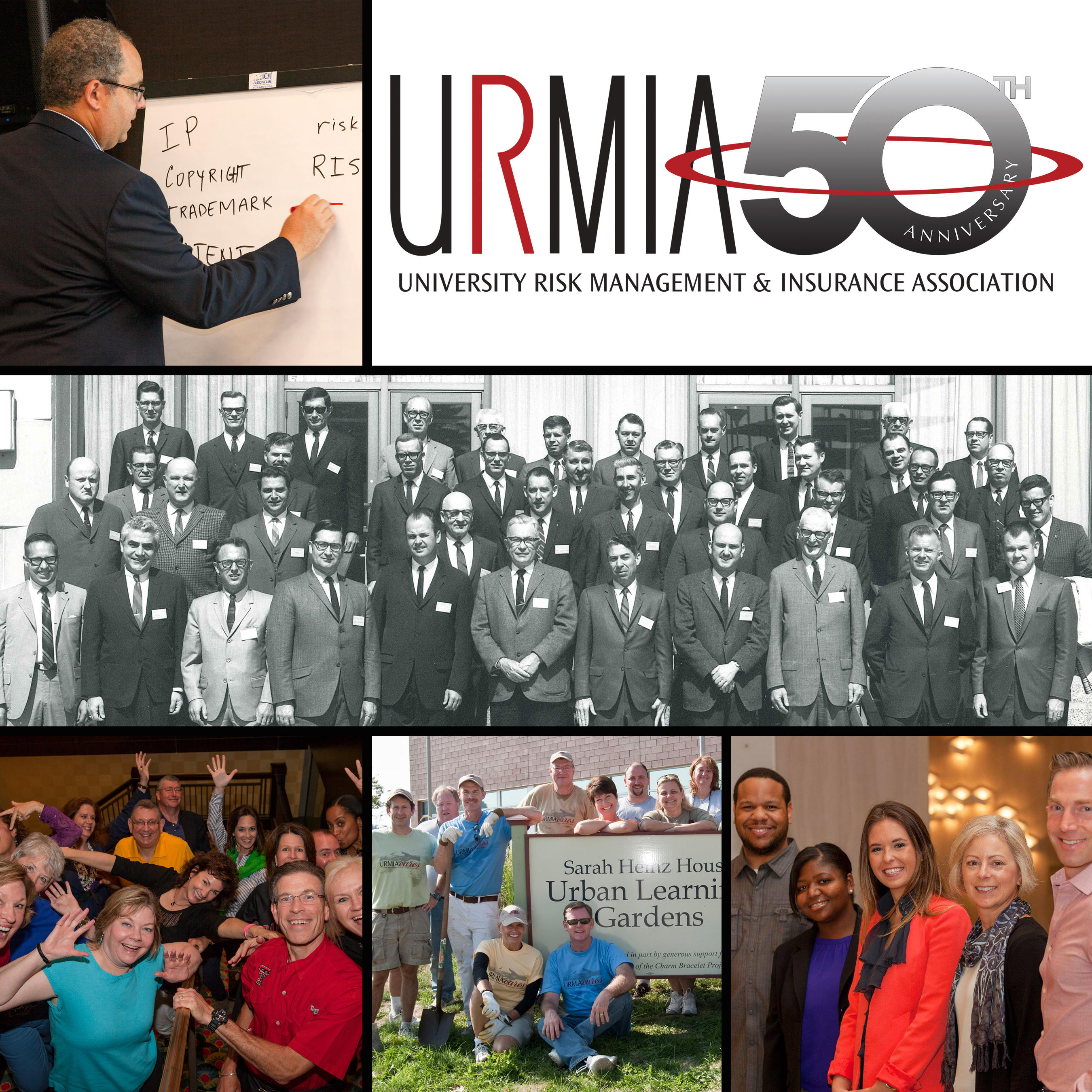 Photos from URMIA's past and present, including attendees at the first annual conference in 1969