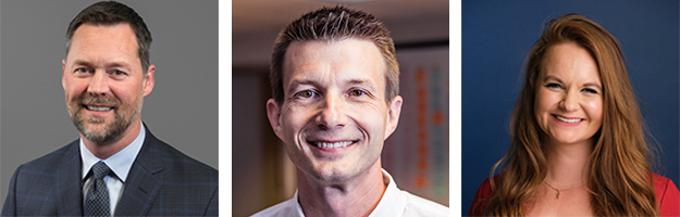Stevan Veldkamp, J. Patrick Biddix, Jessica Ashton headshots