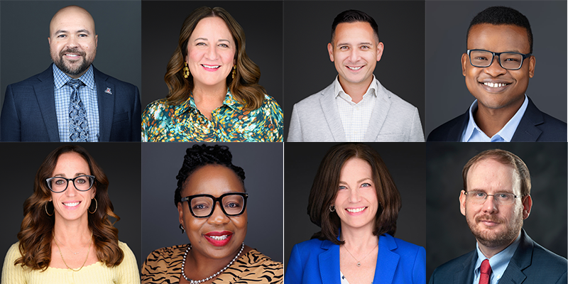 Headshots of new URMIAns on board of directors including Miguel Delgado, Susie Johnson, Tristan Tafolla, Jacob Sajinyan, Emily Hochstatter, Samantha McClelland, Christine Packard, Colorado Robertson