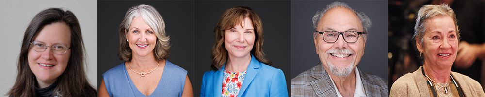 Headshots of 2025 Emeritus Award Recipients Sally Alexander, Amy Daley, Jean Demchak, Lou Drapeau, Margaret Tungseth