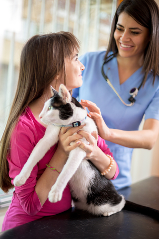 Young girl holding a cat