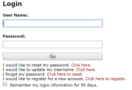 Login screen