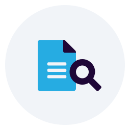 Paper and magnifying glass icon
