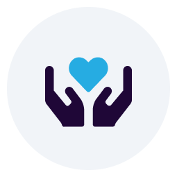 heart in the middle of hands icon 