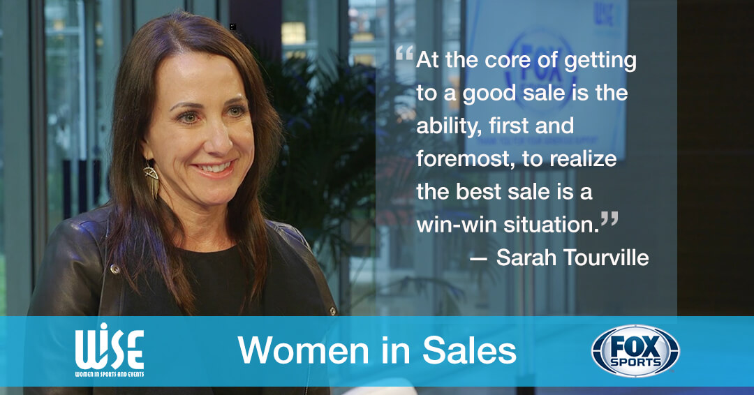 Women in Sales slide number 8: an image and quote from Sarah Tourville "At the core of getting to a good sale is the ability, first and foremost, to realize the best sale is a win-win situation."