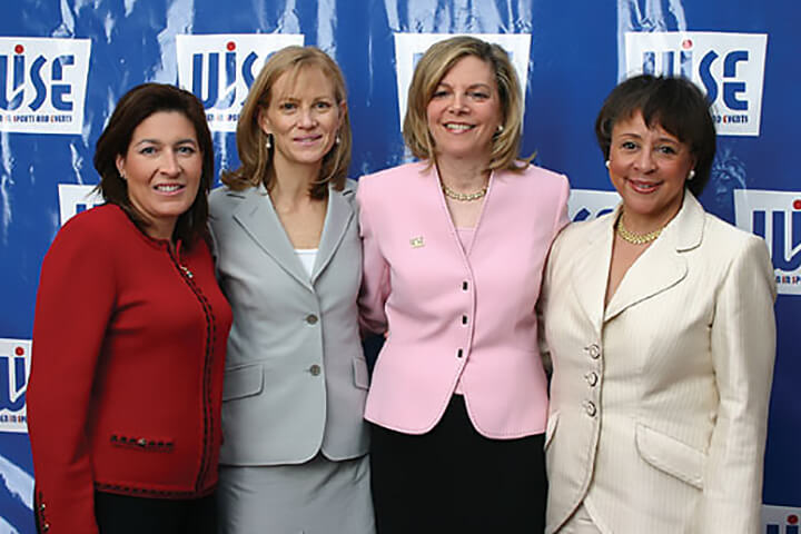 Beatriz Perez, Mary Wittenberg and Sheila Johnson with WISE founder Sue Rodin (second from right)