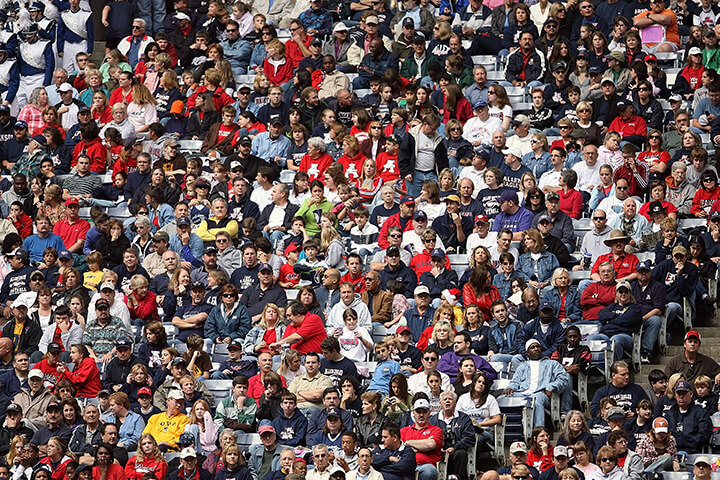 Crowd watching the Atlanta United soccer game at a stadium