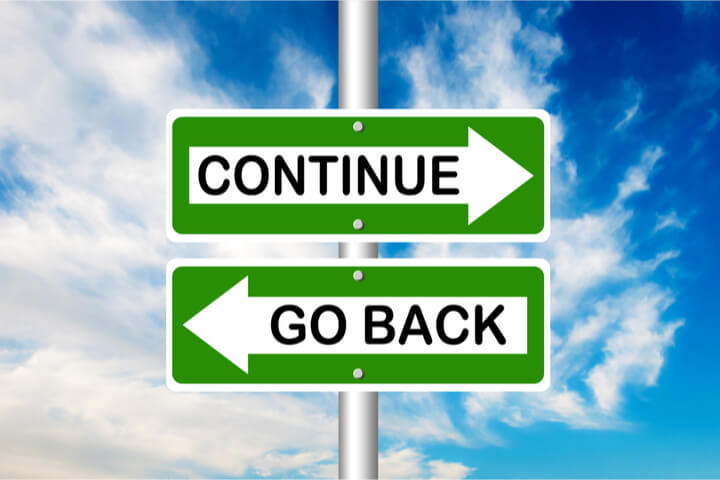 "Go Back" pointing left and "Continue" pointing right
